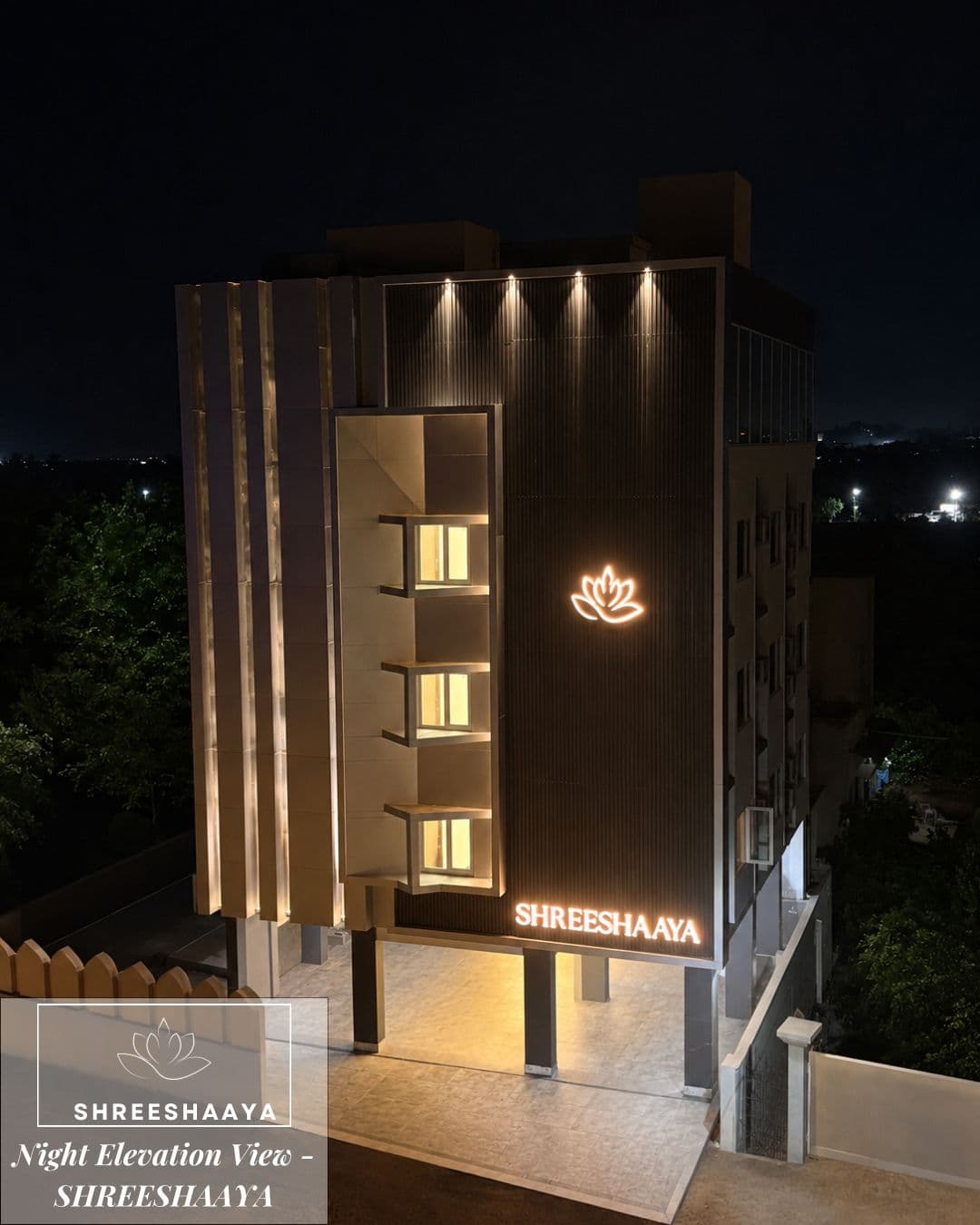 Hotel Shreeshaaya night elevation
